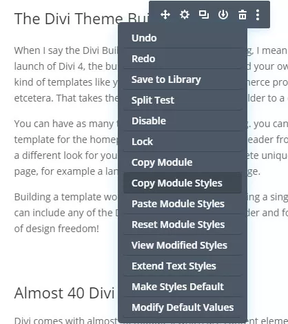 Divi right click menu