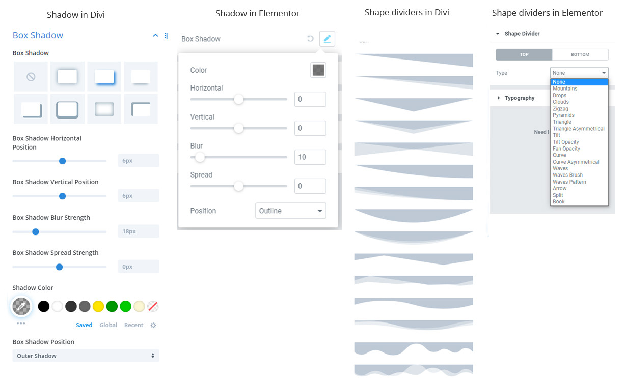 Divi styling options